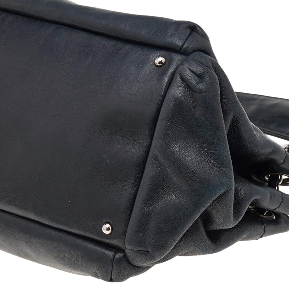 Chanel Black Leather Accordion Zipper Bag 2