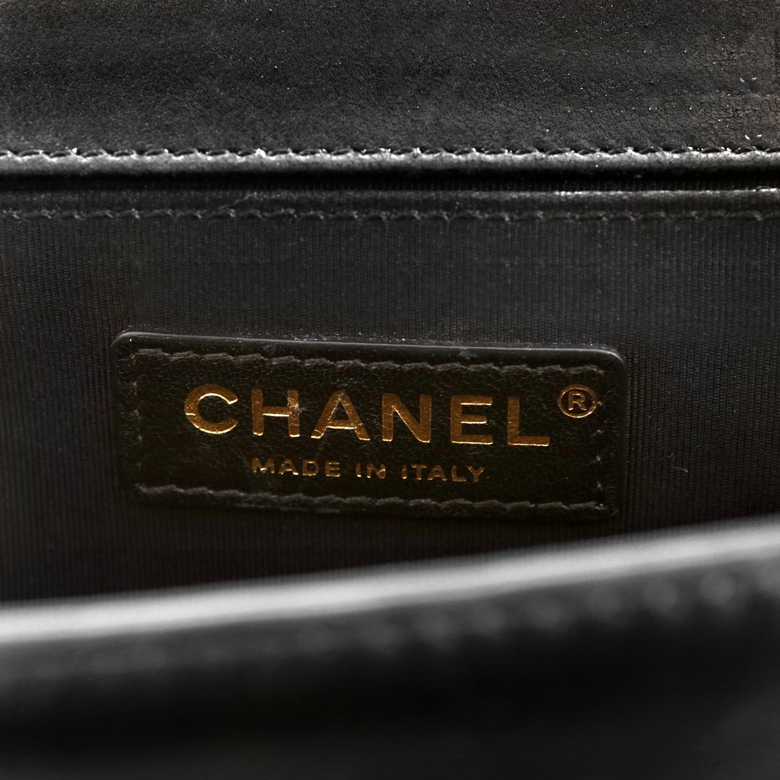 Chanel Black Leather and Boucle Medium Boy Bag 4
