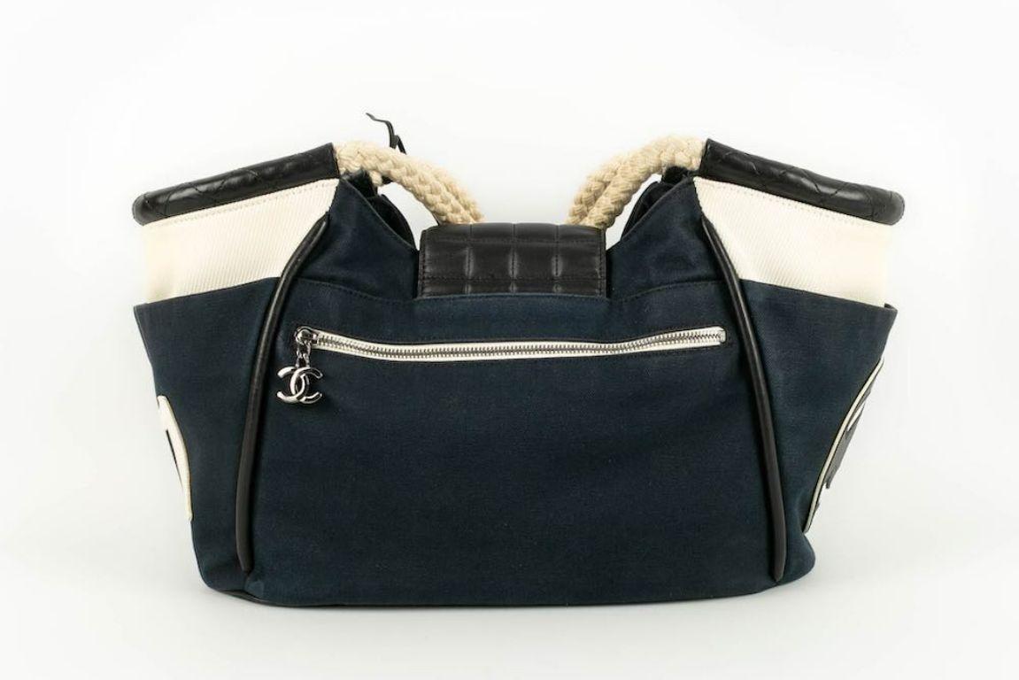 Chanel Black Leather and Canvas Bag, 2004/2005 In Good Condition For Sale In SAINT-OUEN-SUR-SEINE, FR