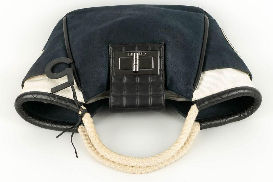 Chanel Black Leather and Canvas Bag, 2004/2005 For Sale 1