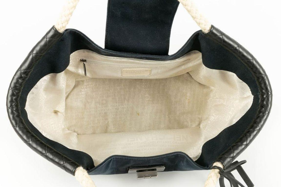 Chanel Black Leather and Canvas Bag, 2004/2005 For Sale 2