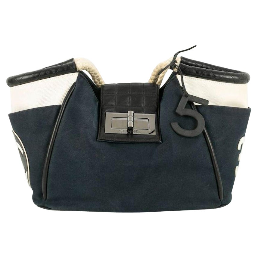 Chanel Black Leather and Canvas Bag, 2004/2005 For Sale