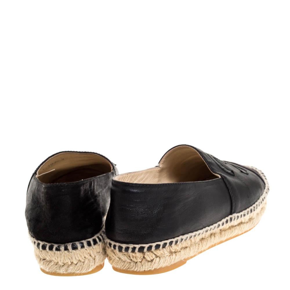 black leather espadrilles