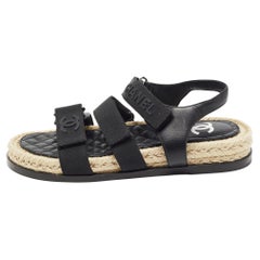 Chanel Dad Sandals Black Leather - 3 For Sale on 1stDibs  black leather  chanel dad sandals, chanel leather dad sandals, black and white chanel  sandals