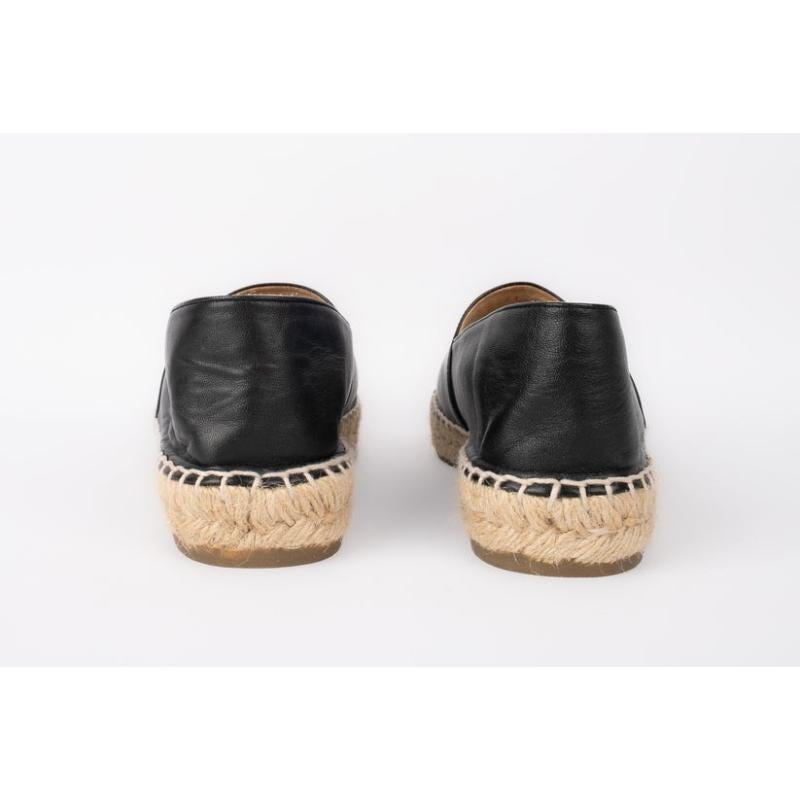 Women's Chanel Black Leather and Canvas Espadrille-Style Shoes