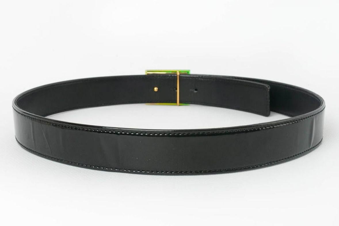 Chanel Black Leather and Gilded Metal Belt Spring-Summer Collection, 1997 For Sale 1