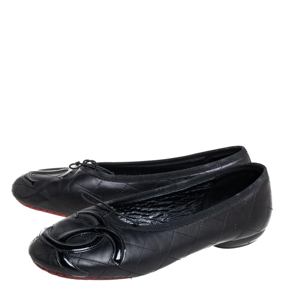 chanel cambon leather ballet flats