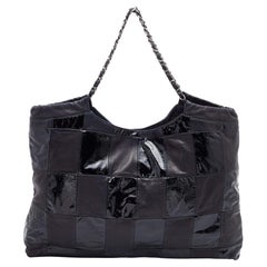 Chanel Tote grande Brooklyn Patchwork Cabas in pelle nera e vernice