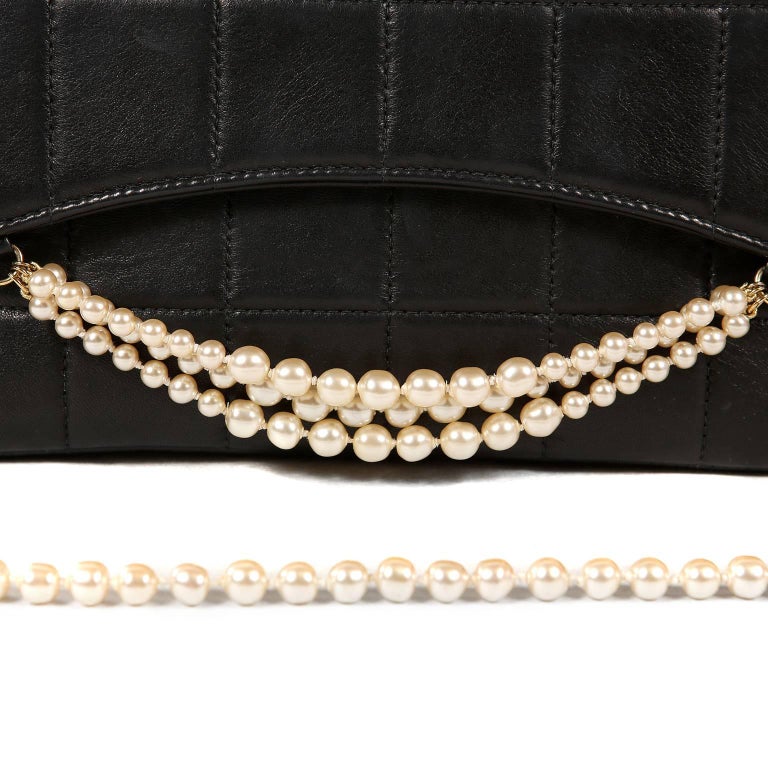 Chanel Black Leather and Pearl Bag For Sale at 1stDibs | chanel pearl ...