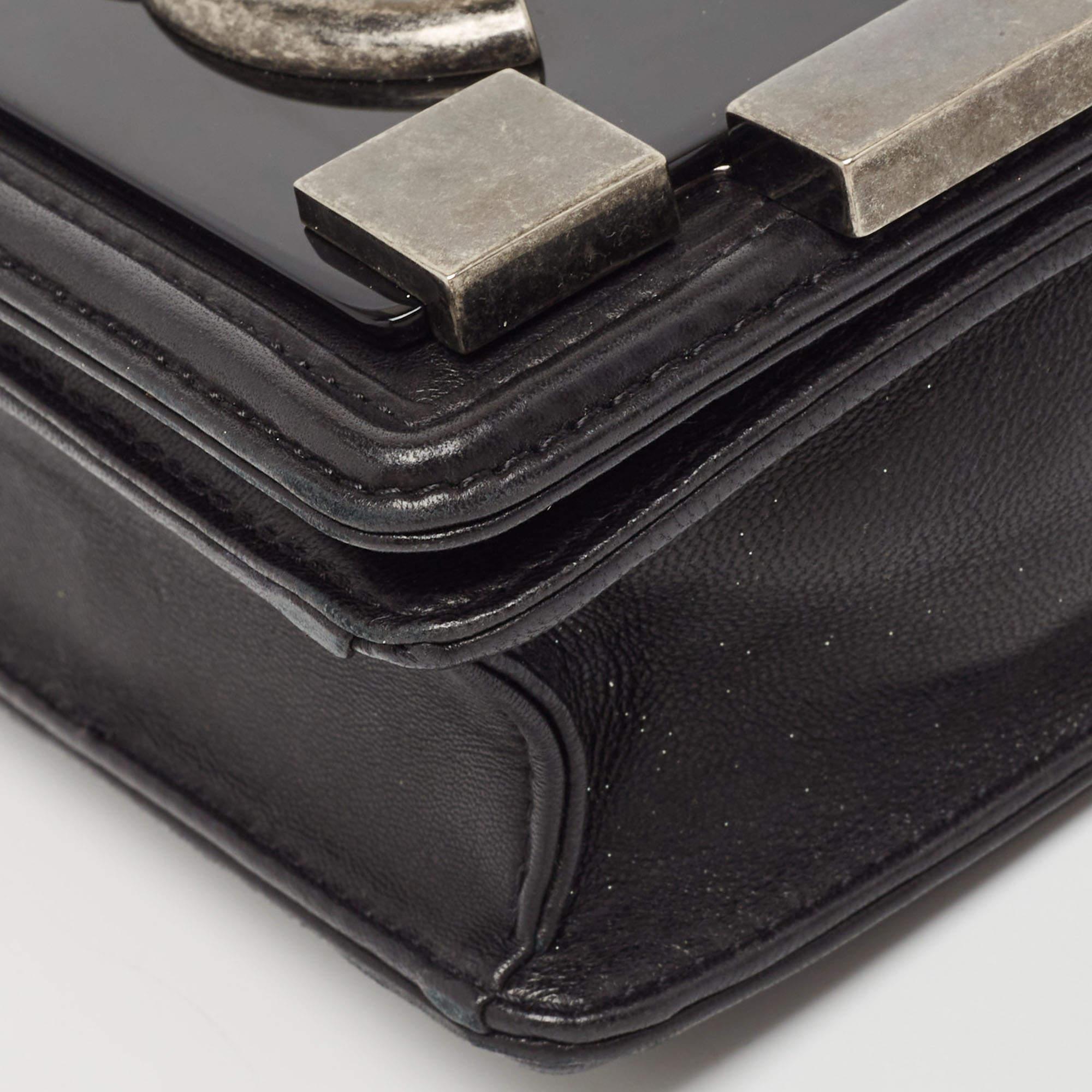 Women's Chanel Black Leather and Plexiglass Mini Brick Flap Crossbody Bag For Sale