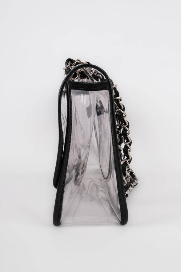 Chanel Timeless Tasche aus schwarzem Leder und transparentem PVC Frühjahr 2007 im Zustand „Hervorragend“ im Angebot in SAINT-OUEN-SUR-SEINE, FR
