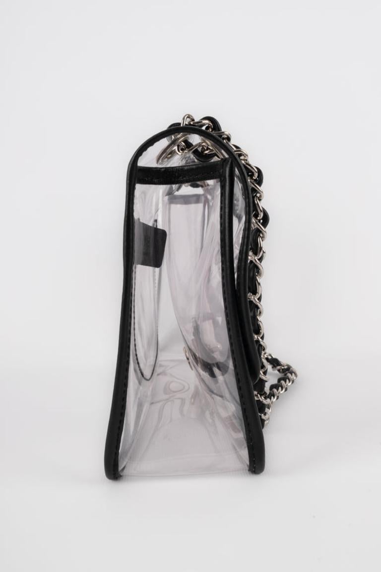 Women's Chanel Black Leather and Transparent PVC Timeless Bag Spring, 2007 For Sale