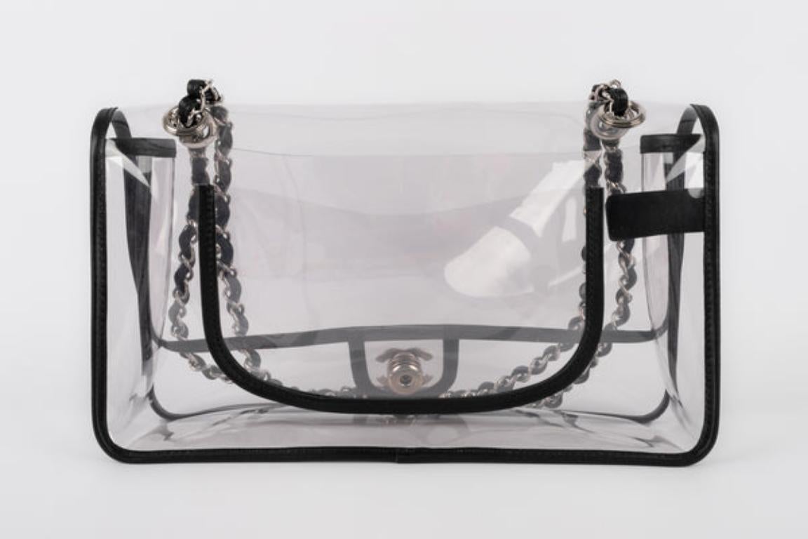 Chanel Black Leather and Transparent PVC Timeless Bag Spring, 2007 For Sale 2