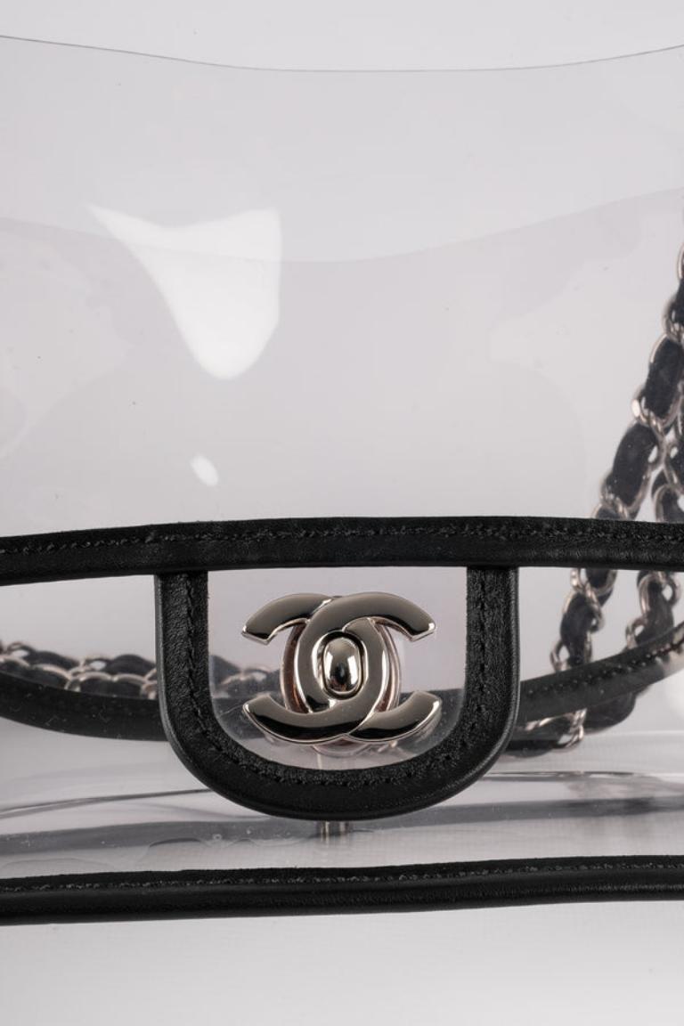 Sac Timeless de Chanel en cuir noir et PVC transparent Printemps 2007 en vente 4