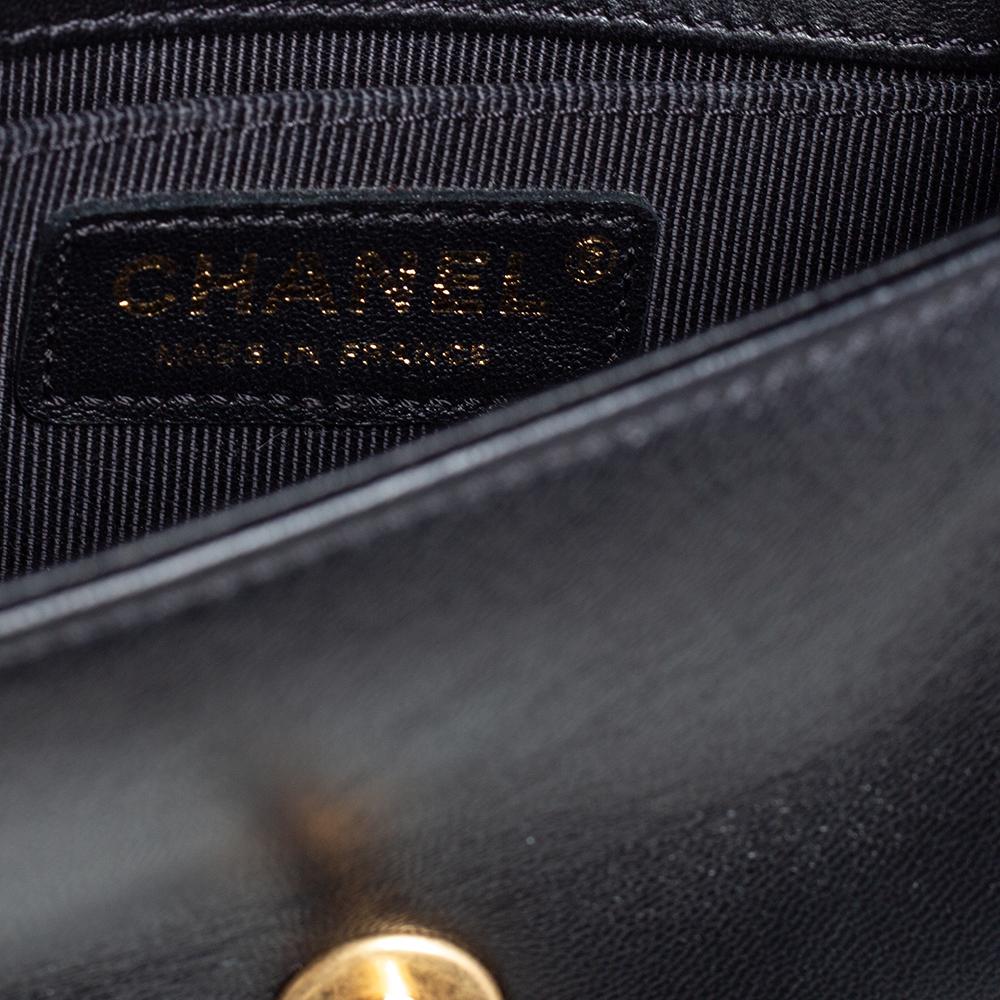 Chanel Black Leather and Tweed Mini Boy Bag 5