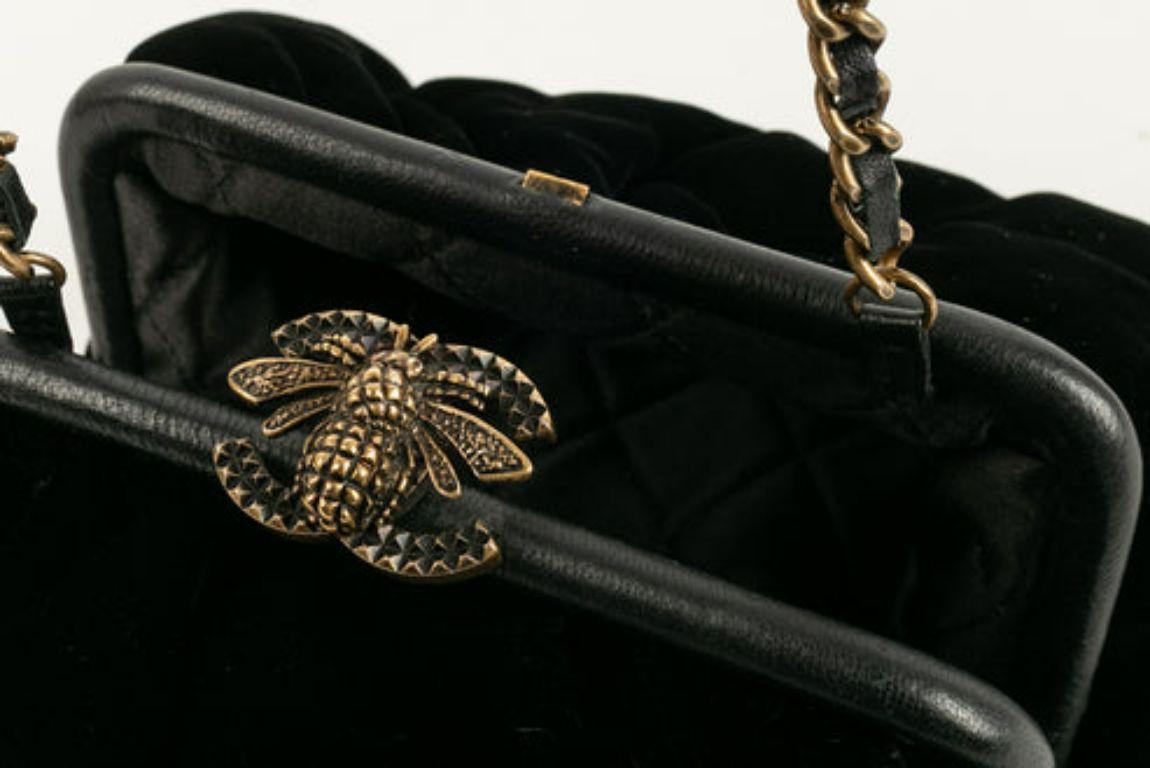 Chanel Black Leather and Velvet Minaudière 3