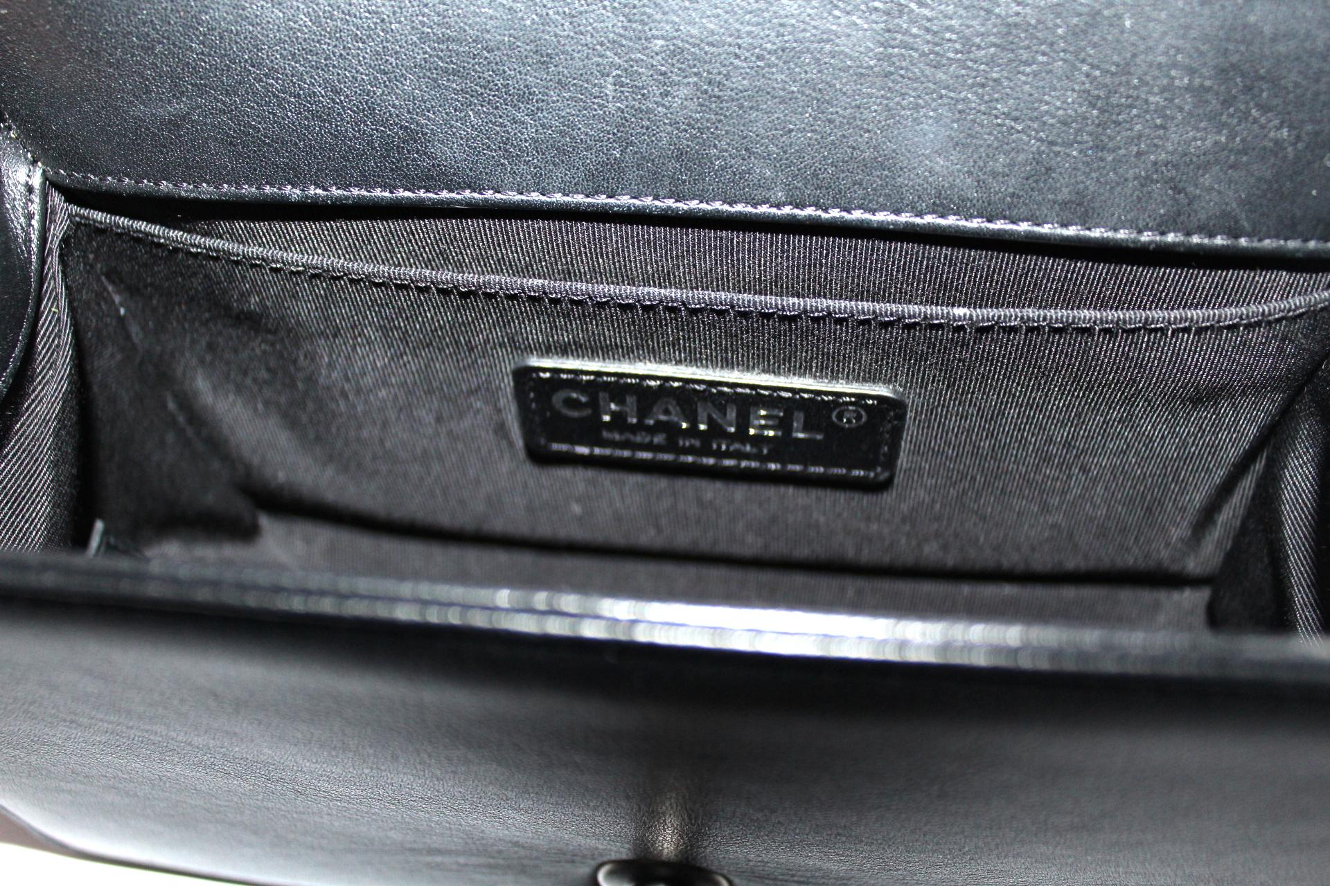 Women's Chanel Black Leather and Wool  Boy Bag