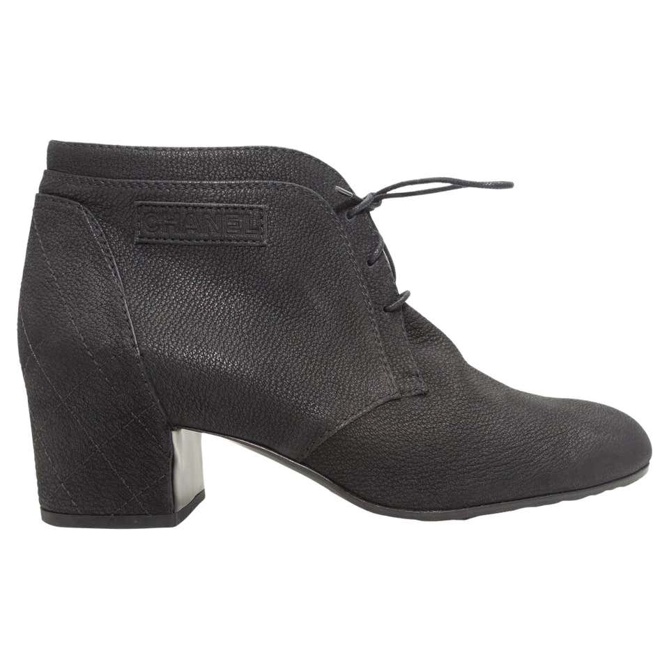 Black Chanel Suede and Leather Platform Ankle Boots at 1stDibs | chanel ...