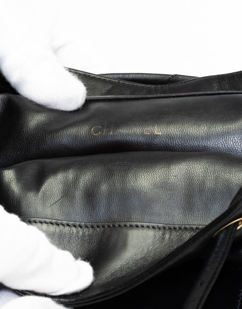 Women's Chanel Vintage Black Lambskin Quilted Jumbo Backpack