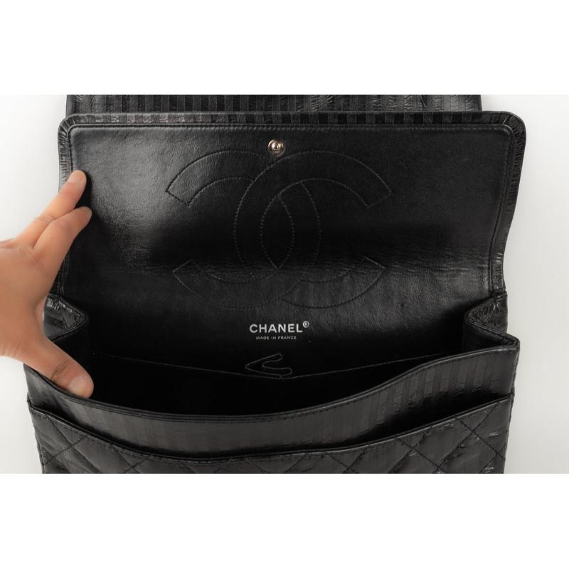 Chanel Black Leather Bag with Silvery Metal Elements, 2008/2009 For Sale 8