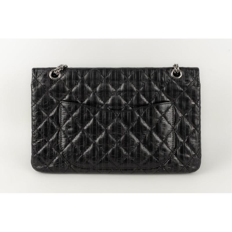 Chanel Black Leather Bag with Silvery Metal Elements, 2008/2009 For Sale 1