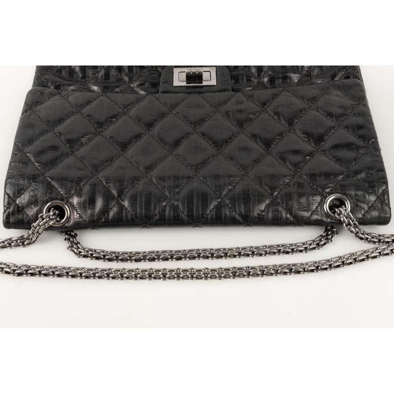 Chanel Black Leather Bag with Silvery Metal Elements, 2008/2009 For Sale 4
