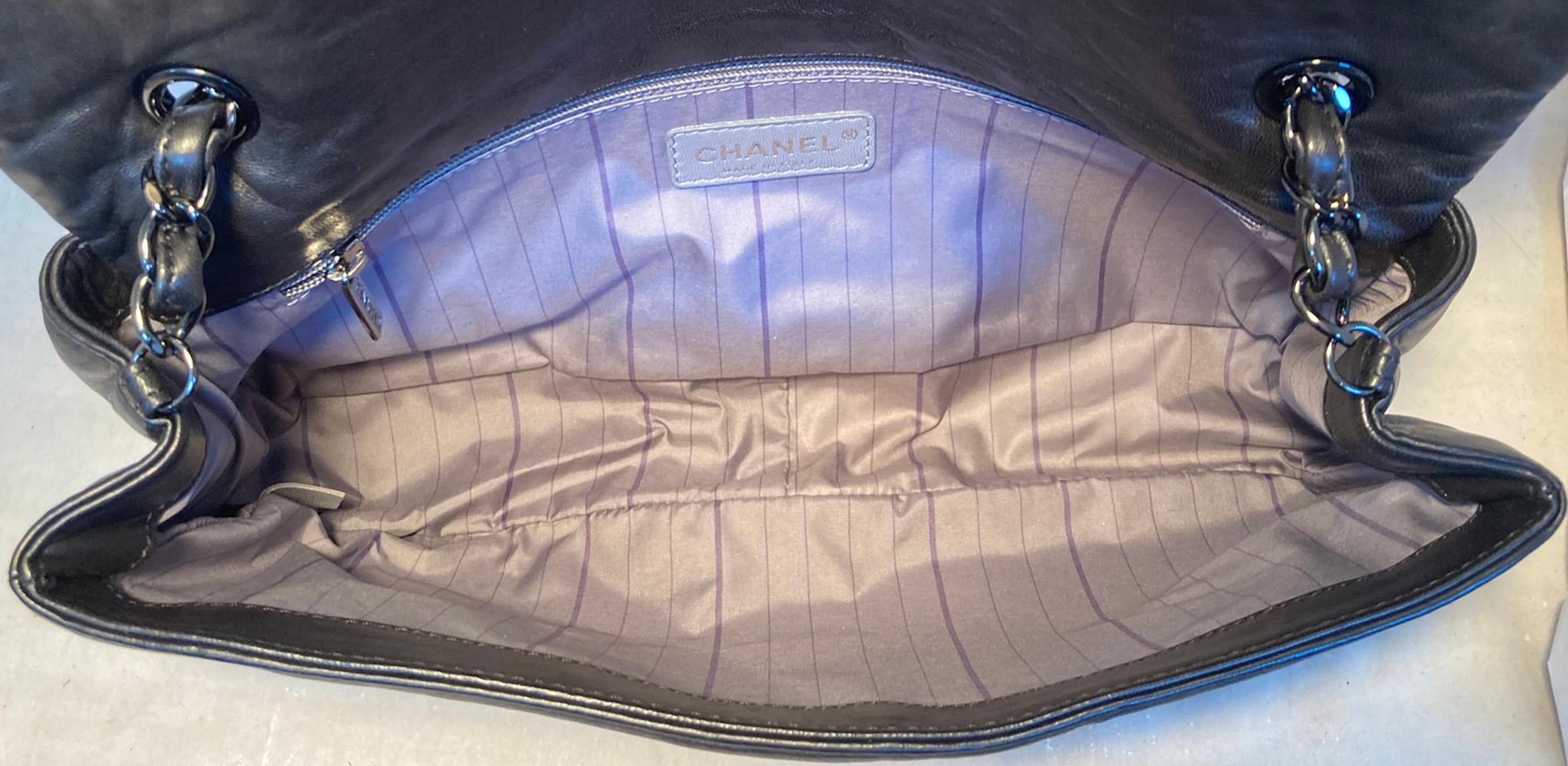 Chanel Black Leather Beaded CC Top Flap Classic Shoulder Bag 1