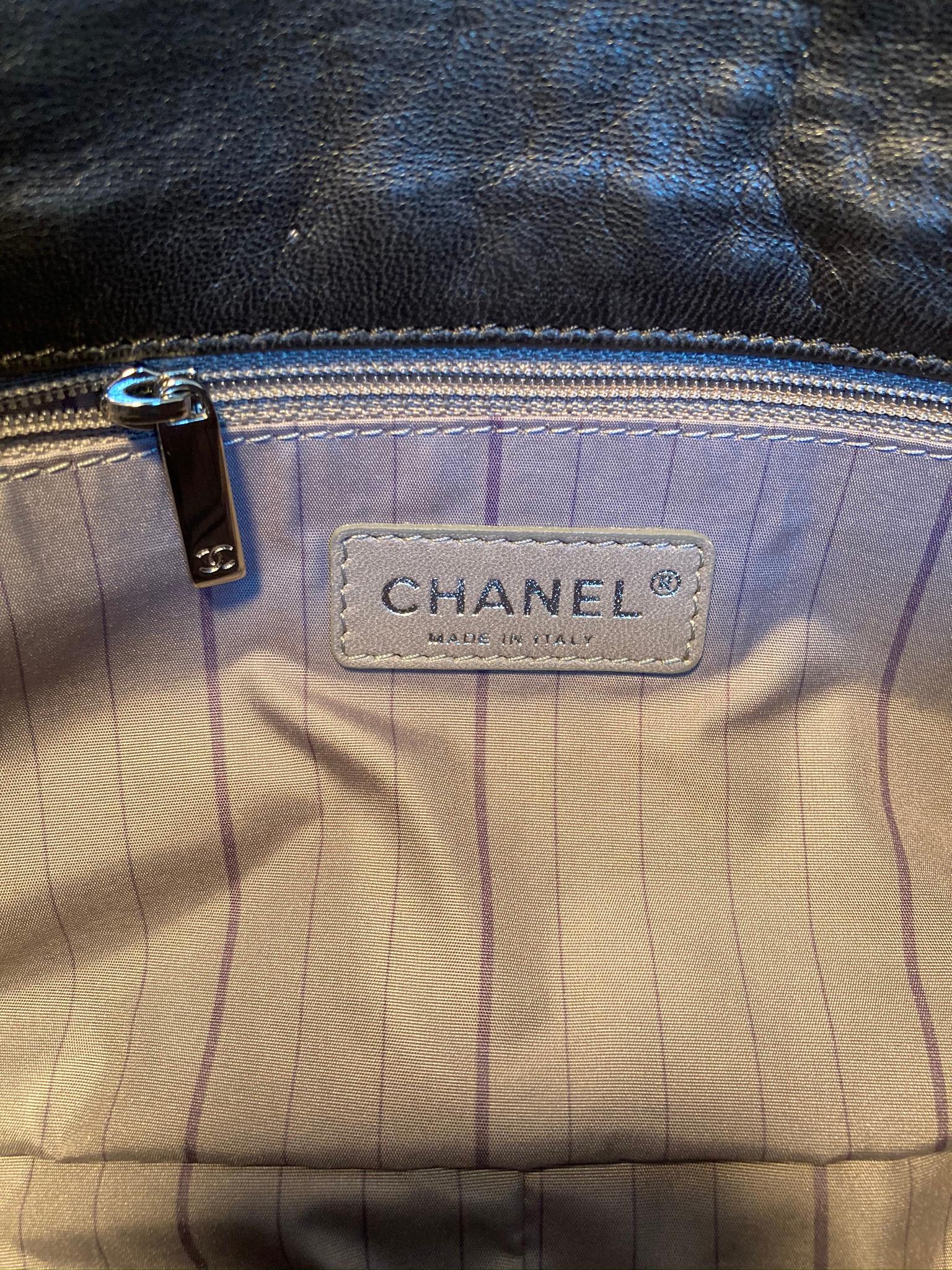 Chanel Black Leather Beaded CC Top Flap Classic Shoulder Bag 2