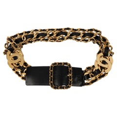 Chanel Black Leather Belt, 1990s