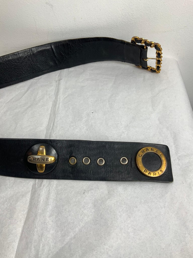 Chanel black leather belt  5