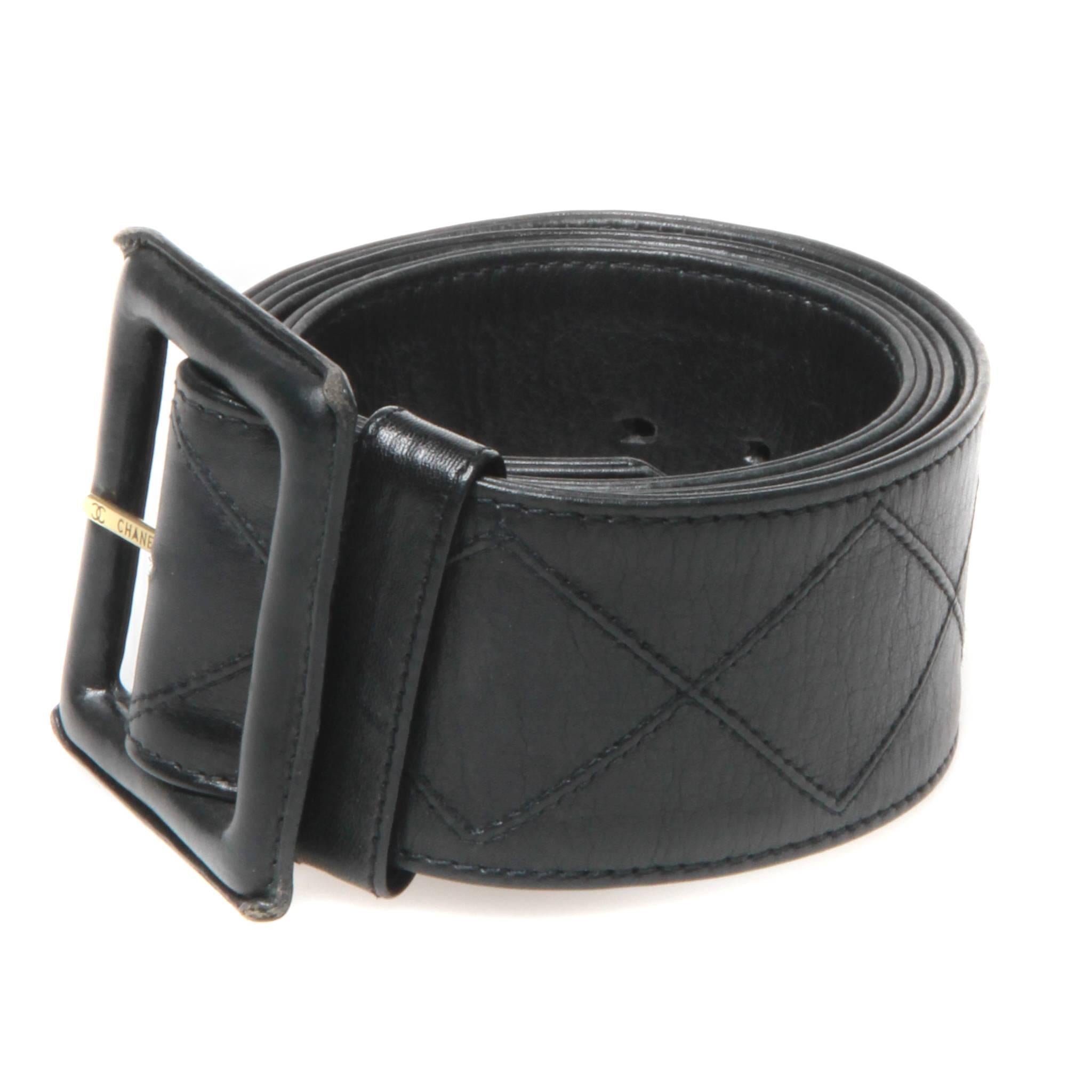 Chanel black leather belt size 80/32