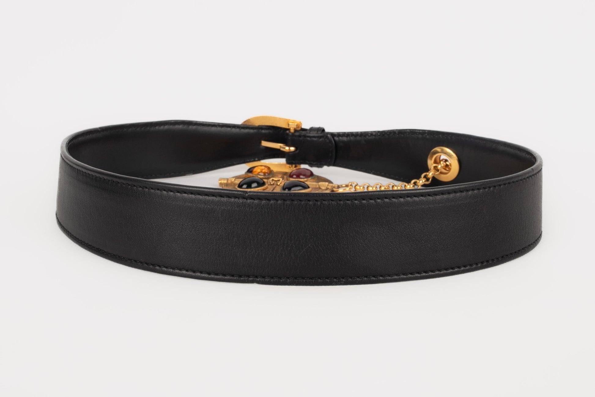 Chanel Black Leather Belt For Sale 2