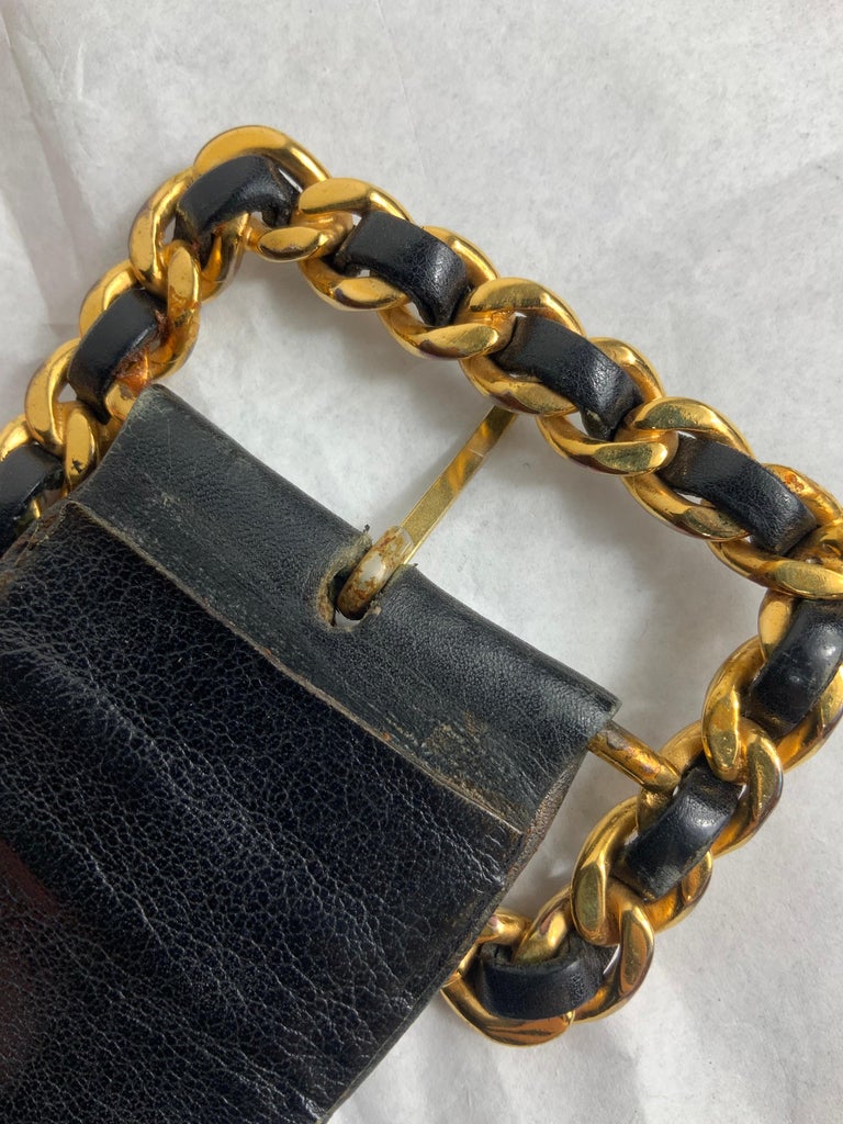 Chanel black leather belt  1