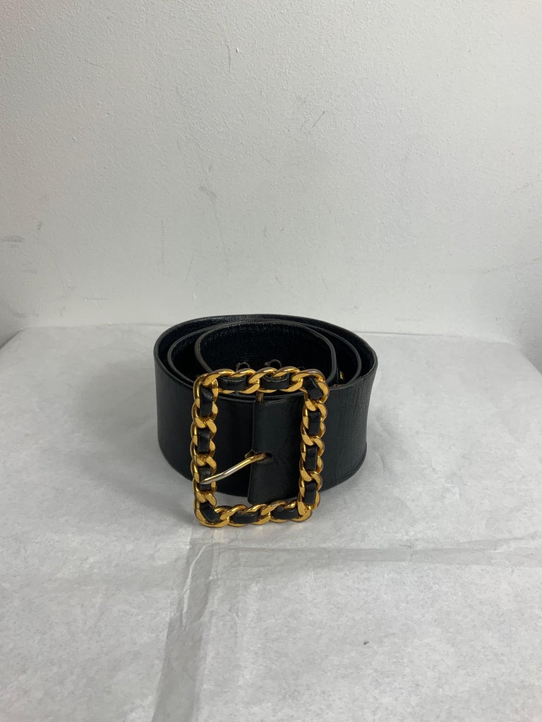Chanel black leather belt  2