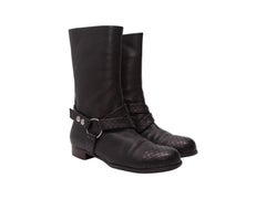 Chanel Black Leather Biker Boots