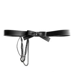 Chanel Black Leather Bow Belt with Chains
