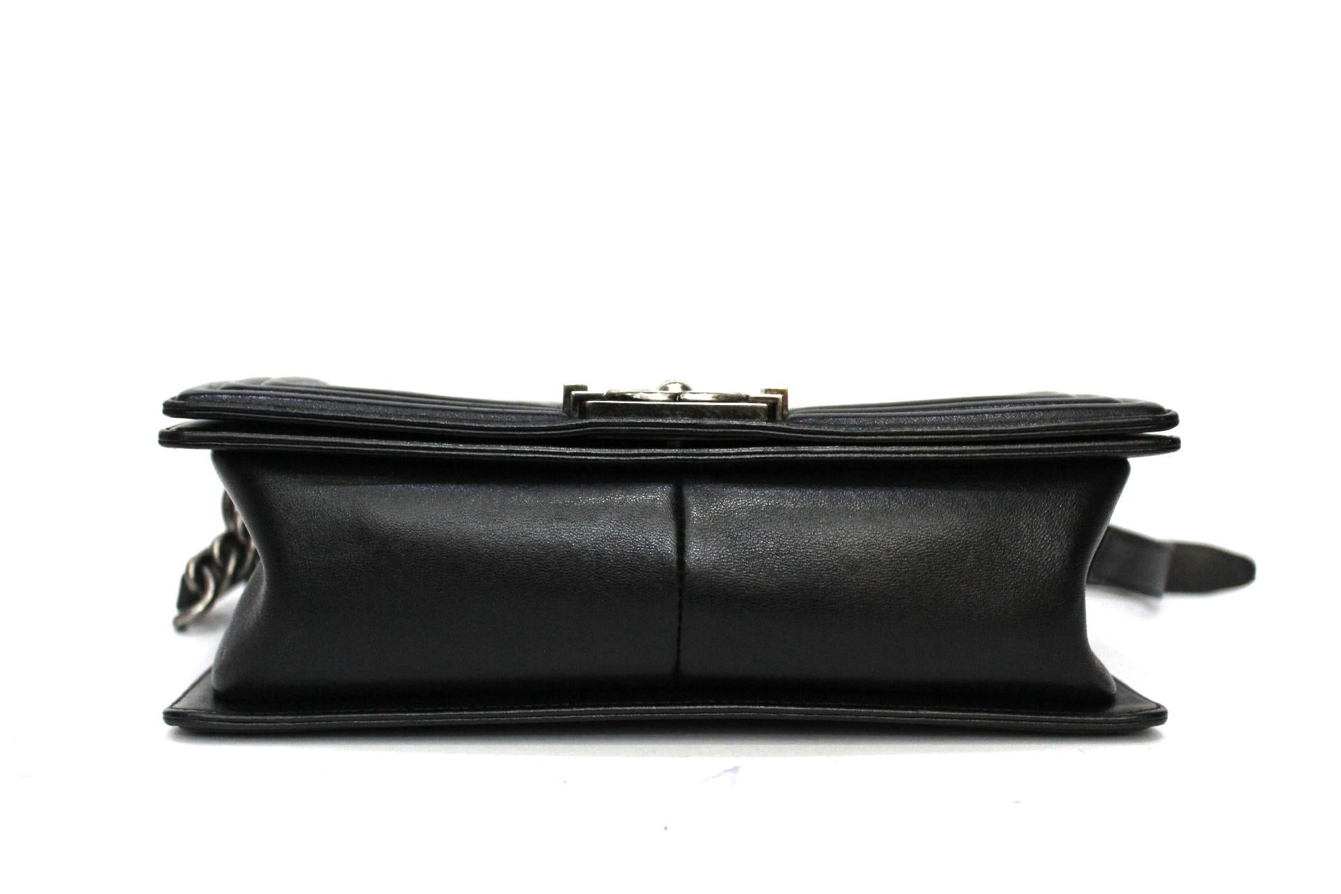 Chanel Black Leather Boy Bag 2