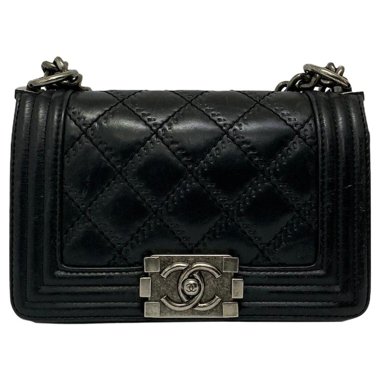 Chanel Black Leather Boy Bag For Sale at 1stDibs