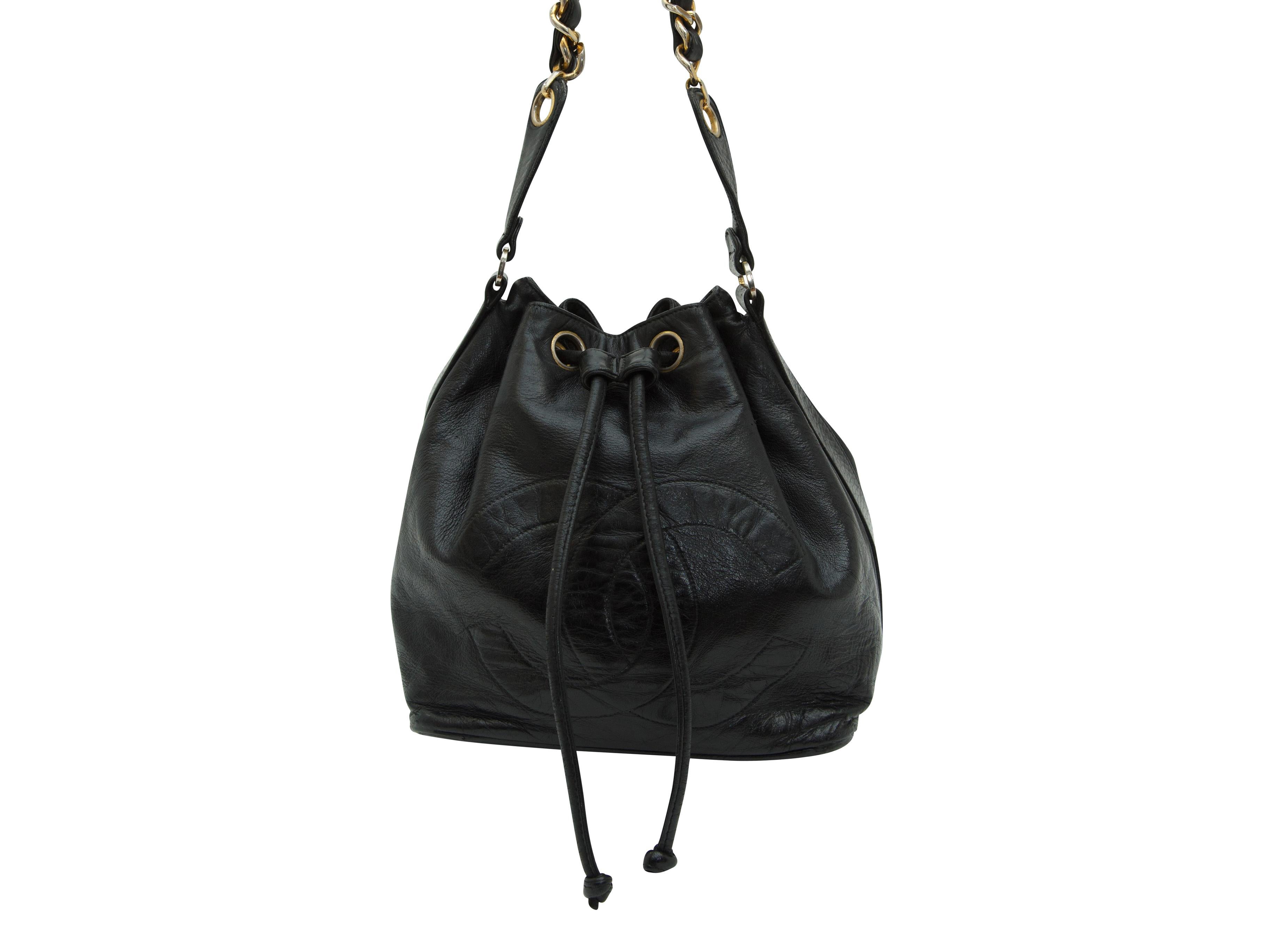 Chanel Black Leather Bucket Bag In Good Condition In New York, NY