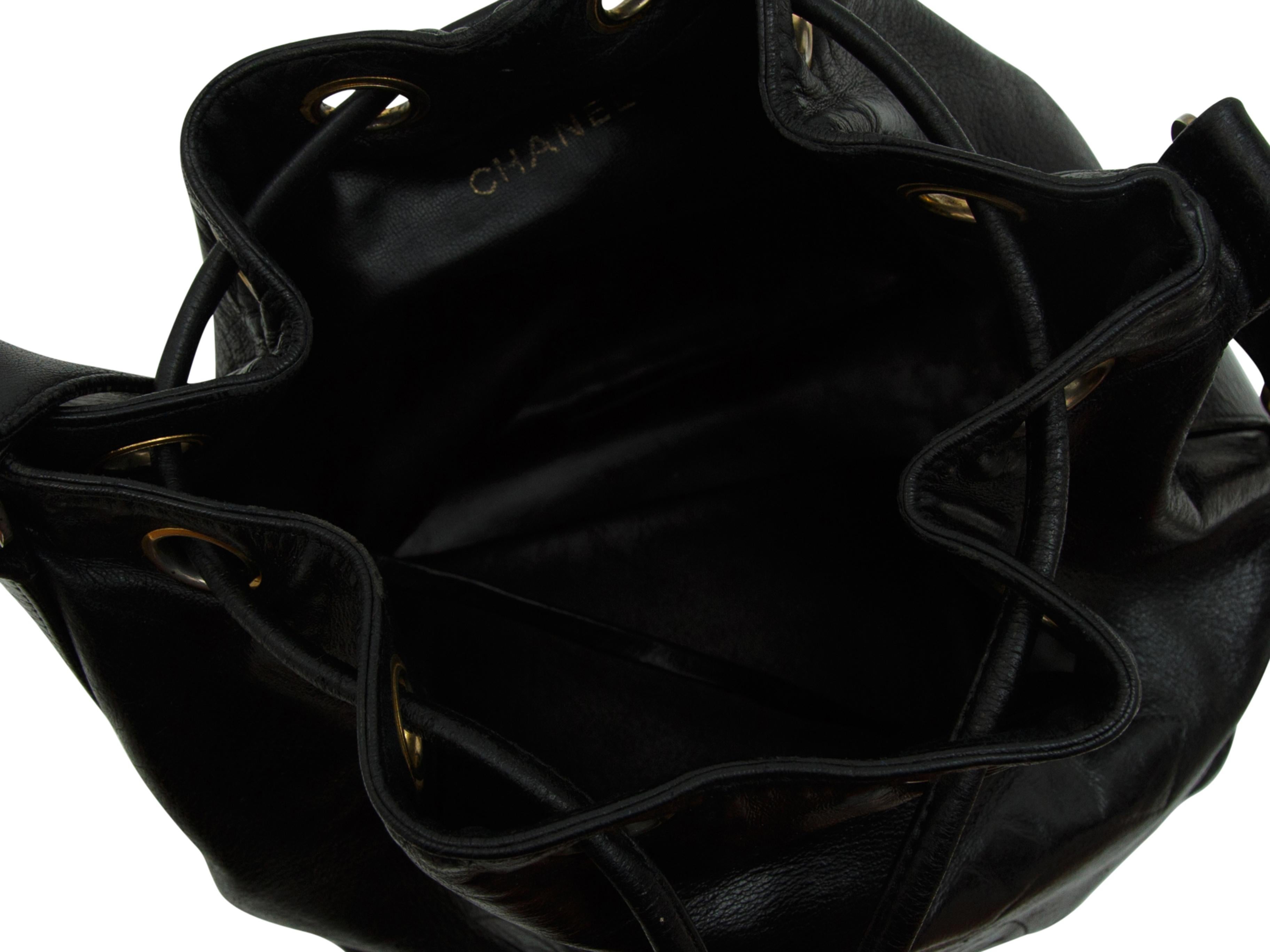 Chanel Black Leather Bucket Bag 1