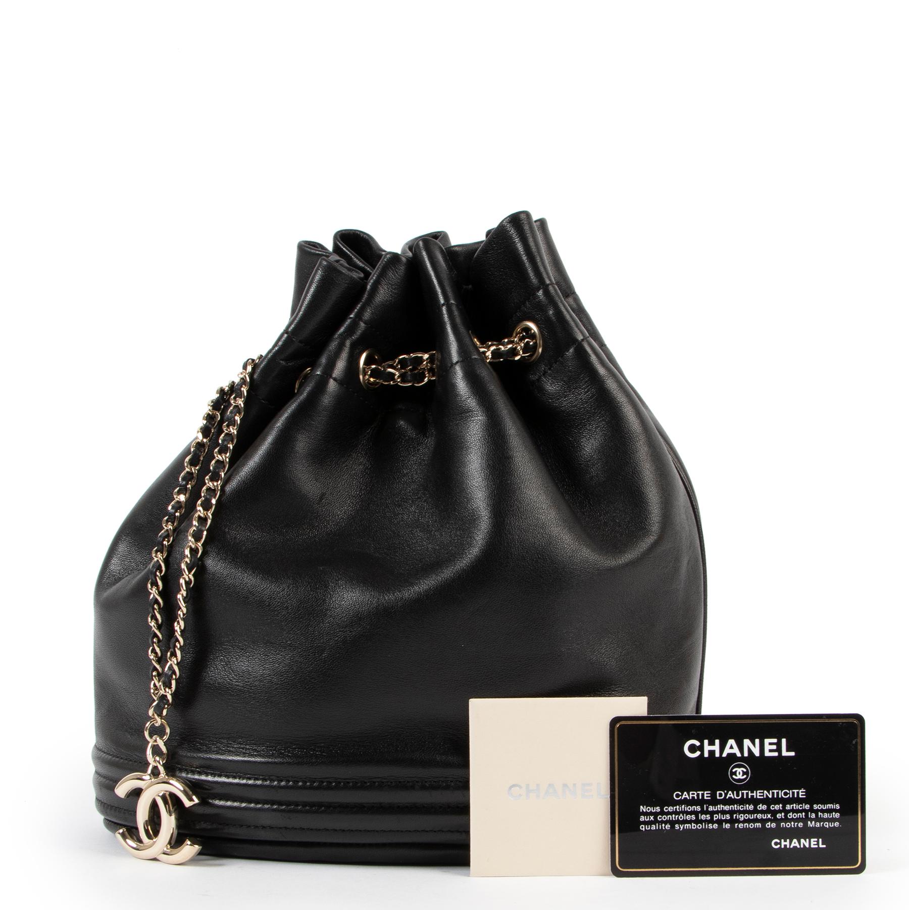 Chanel Black Leather Bucket Bag  1
