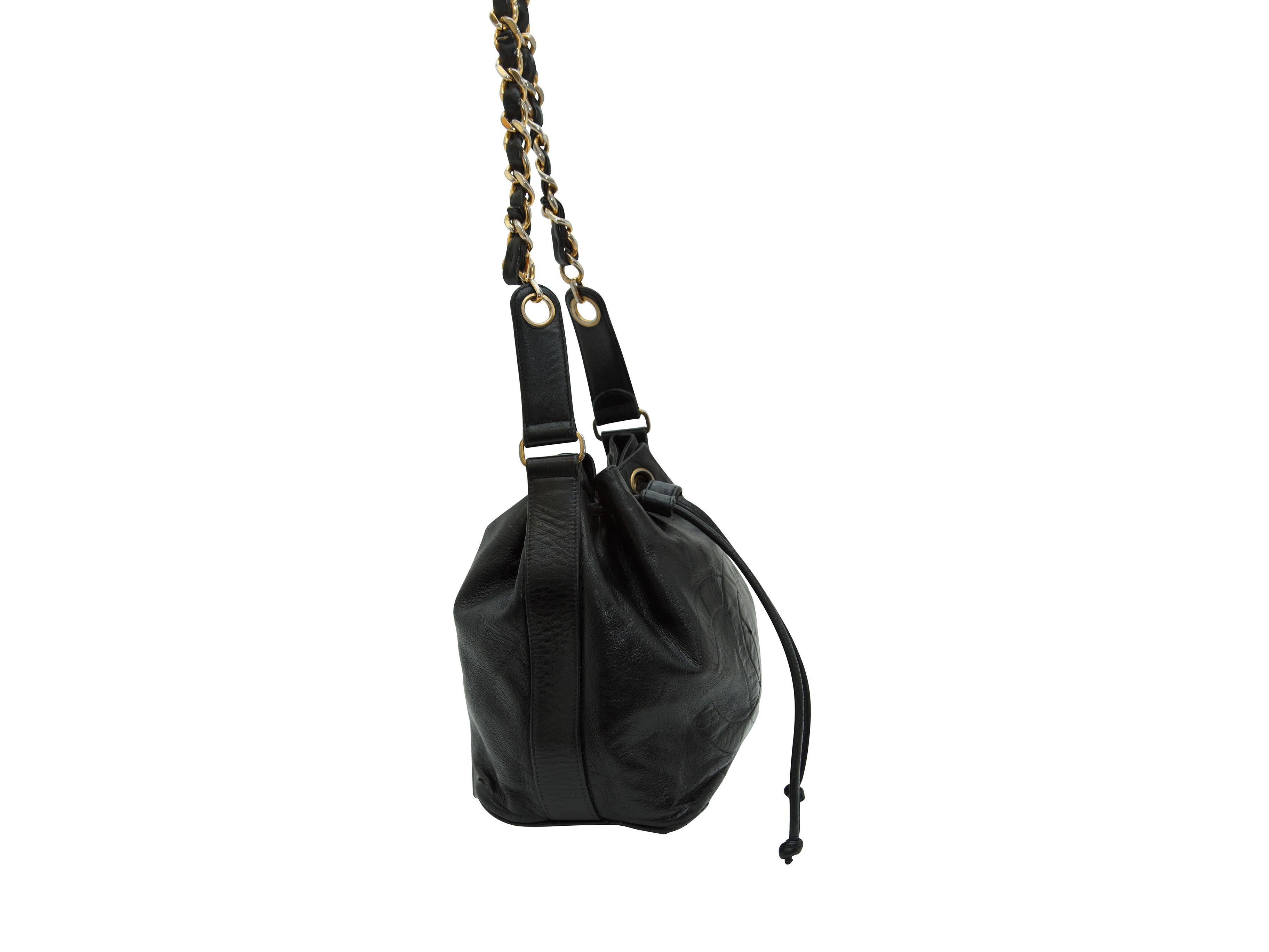 Chanel Black Leather Bucket Bag 2