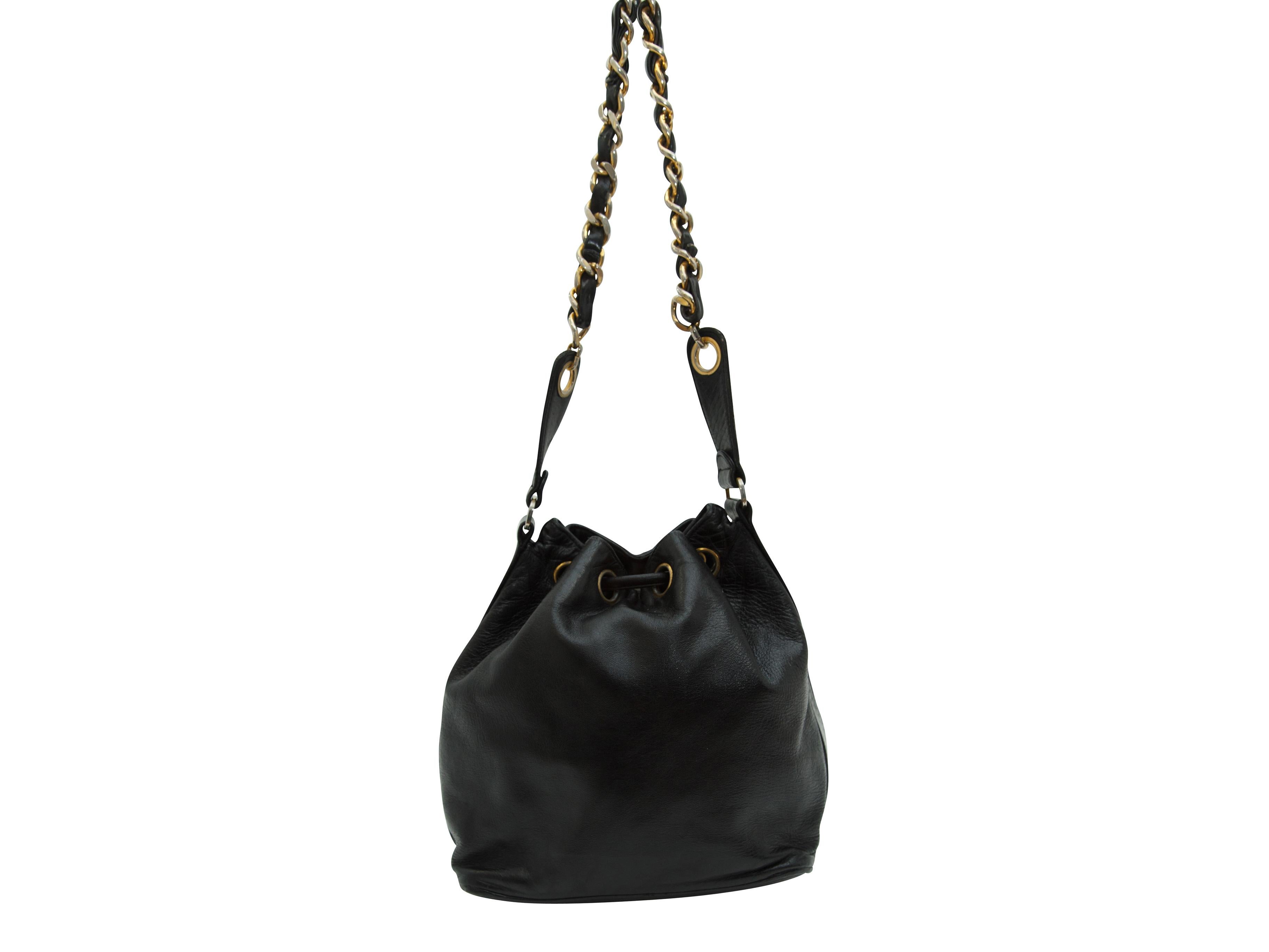 Chanel Black Leather Bucket Bag 3