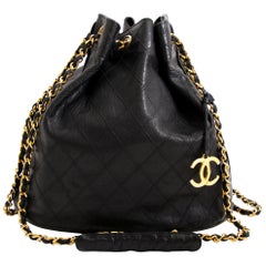 Chanel Black Leather Bucket Bag