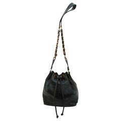 Chanel Black Leather Bucket Bag