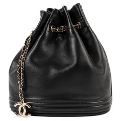 Chanel Black Leather Bucket Bag 