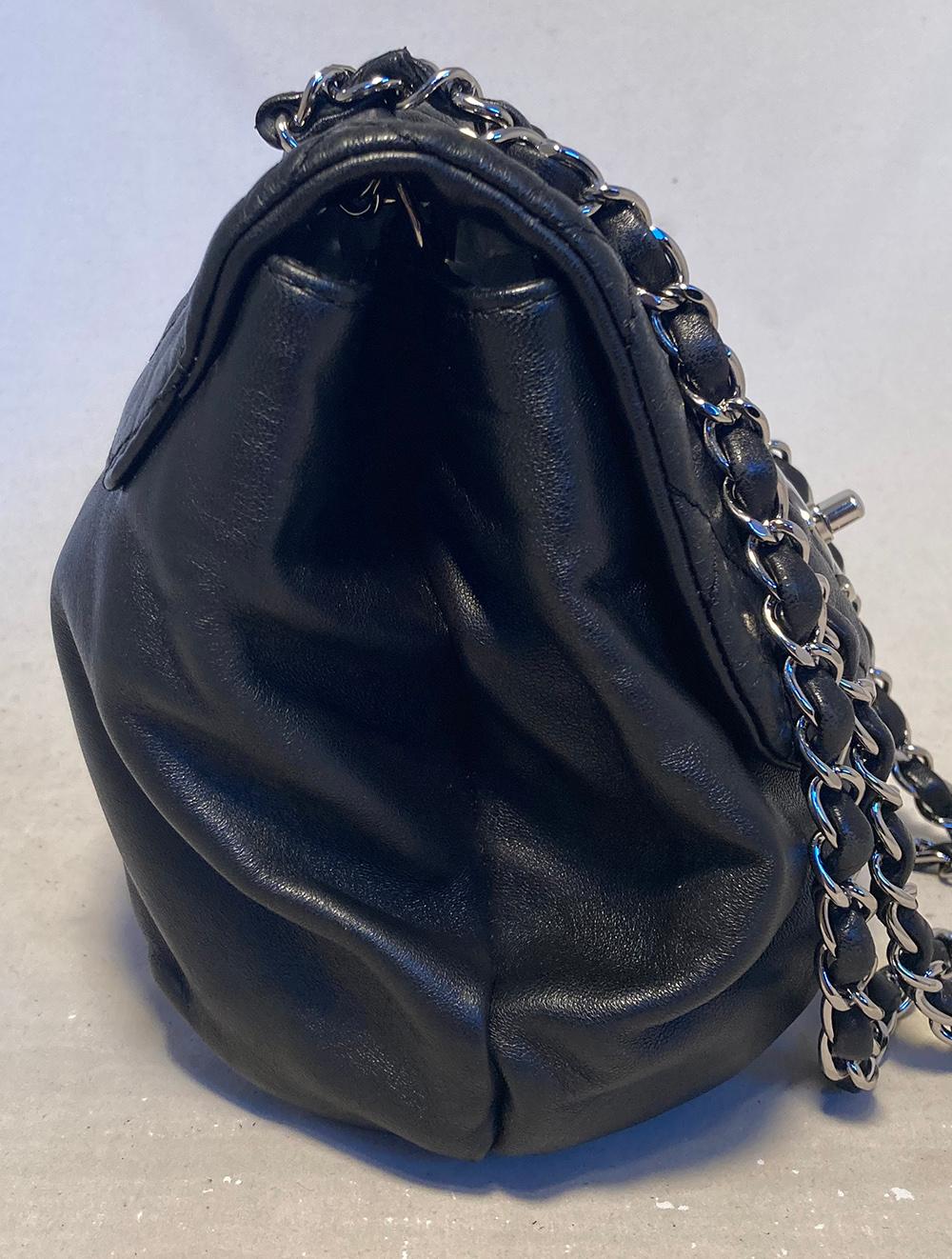 Chanel Black Leather Bucket Flap Shoulder Bag In Excellent Condition In Philadelphia, PA