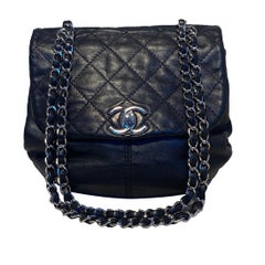 Chanel Black Leather Bucket Flap Shoulder Bag