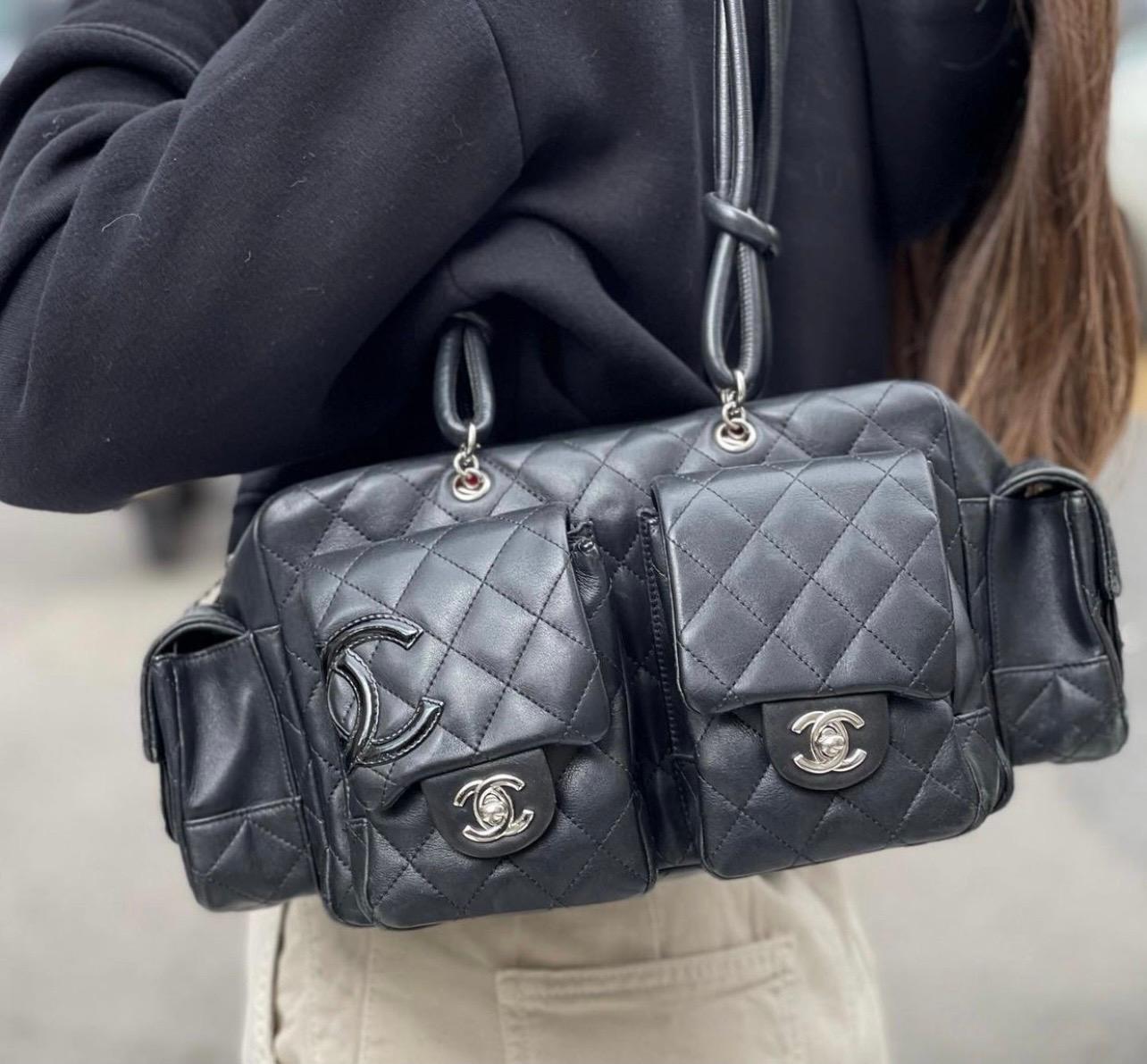 Chanel Black Leather Cambon Bag 2