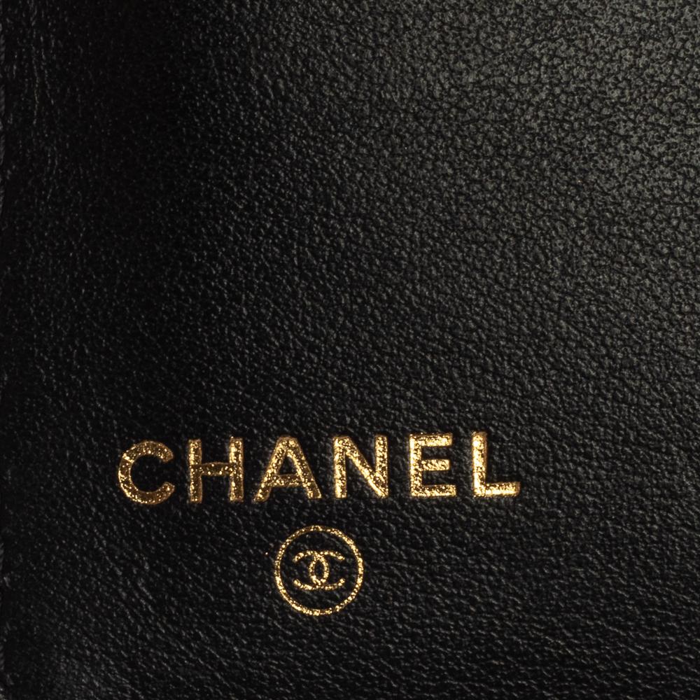 Chanel Black Leather Camellia 5 CC Bifold Wallet 5